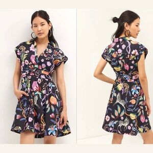 maeve anthropologie floral animal print mini dress